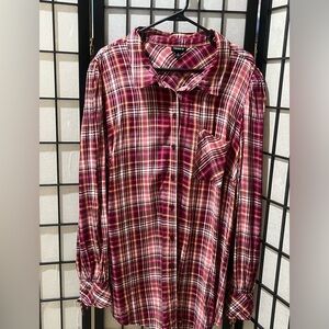 torrid Berry Plaid Button-Front MILLIE/LIZZIE Blouse WIMEN SIZE 4=4X=26